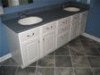 Double sinks, oversized vanity and custom tile adorn this modular home in Ocean County, Point Pleasant Beach, NJ