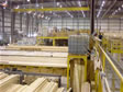 Modular homes in the manufacturing factory where wood is kept dry from the weather