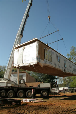 Modular home on-site delivery and set.